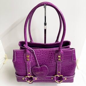 Samanta Thavasa Purple Crocodile Embossed Handbag
